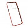 Калъф за целия телефон от закалено стъкло с метална рамка за iPhone 13 Pro Max - червено