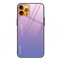 Кейс със стъклена задна част за iPhone 13 - розово-лилав