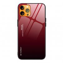 Кейс със стъклена задна част за iPhone 13 - червено-черен