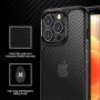 Полупрозрачен кейс с мотив на въглеродни влакна за iPhone 13 Pro Max - черен