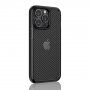 Полупрозрачен кейс с мотив на въглеродни влакна за iPhone 13 Pro Max - черен