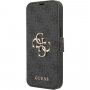 Guess 4G Metal Logo флип калъф за iPhone 13 - сиво