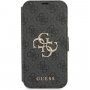 Guess 4G Metal Logo флип калъф за iPhone 13 - сиво