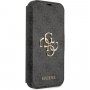 Guess 4G Metal Logo флип калъф за iPhone 13 - сиво