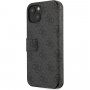 Guess 4G Metal Logo флип калъф за iPhone 13 - сиво