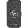 Guess 4G Metal Logo флип калъф за iPhone 13 Pro - сиво