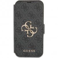 Guess 4G Metal Logo флип калъф за iPhone 13 Pro - сиво