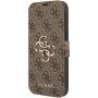 Guess 4G Metal Logo флип калъф за iPhone 13 - кафяв