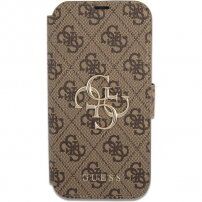 Guess 4G Metal Logo флип калъф за iPhone 13 Pro - кафяв