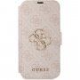 Guess 4G Metal Logo флип калъф за iPhone 13 - розово