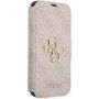Guess 4G Metal Logo флип калъф за iPhone 13 - розово