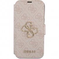 Guess 4G Metal Logo флип калъф за iPhone 13 Pro - розово