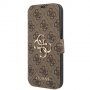 Guess 4G Metal Logo флип калъф за iPhone 13 - кафяв