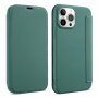 Калъф тип портмоне от силикон и PU кожа за iPhone 13 Pro Max - тъмнозелен