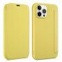 Калъф тип портмоне от силикон и PU кожа за iPhone 13 - жълт