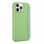 Калъф тип портмоне от силикон и PU кожа за iPhone 13 mini - зелено