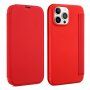 Калъф тип портмоне от силикон и PU кожа за iPhone 13 mini - червено