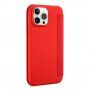 Калъф тип портмоне от силикон и PU кожа за iPhone 13 mini - червено