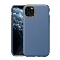 Удароустойчив кейс с кожена текстура за iPhone 11 Pro - син