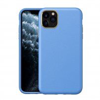 Удароустойчив кейс с кожена текстура за iPhone 11 Pro Max - светлосин