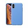 Удароустойчив кейс с кожена текстура за iPhone X / XS - светлосин