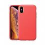 Удароустойчив кейс с кожена текстура за iPhone XS Max - червен