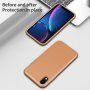 Удароустойчив кейс с кожена текстура за iPhone XR - кафяв