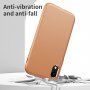 Удароустойчив кейс с кожена текстура за iPhone XR - кафяв