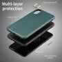 Удароустойчив кейс с кожена текстура за iPhone X / XS - зелен