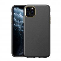 Удароустойчив кейс с кожена текстура за iPhone 11 Pro Max - черен