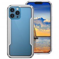 Устойчив метален Armor кейс за iPhone 13 Pro Max - сребърен