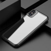 Удароустойчив прозрачен кейс с въглеродна текстура за iPhone X / XS - черен