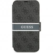 Guess 4G Printed Stripe флип калъф за iPhone 13 mini - сиво