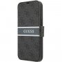 Guess 4G Printed Stripe флип калъф за iPhone 13 Pro - сиво
