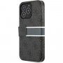 Guess 4G Printed Stripe флип калъф за iPhone 13 Pro - сиво