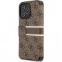 Guess 4G Printed Stripe флип калъф за iPhone 13 Pro Max - кафяв