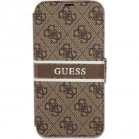 Guess 4G Printed Stripe флип калъф за iPhone 13 Pro Max - кафяв