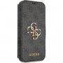 Guess 4G Metal Logo флип калъф за iPhone 13 Pro Max - сиво