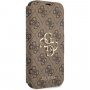 Guess 4G Metal Logo флип калъф за iPhone 13 mini - кафяв