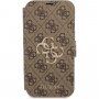 Guess 4G Metal Logo флип калъф за iPhone 13 mini - кафяв