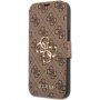 Guess 4G Metal Logo флип калъф за iPhone 13 Pro Max - кафяв