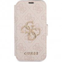 Guess 4G Metal Logo флип калъф за iPhone 13 mini - розово