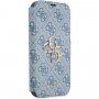 Guess 4G Metal Logo флип калъф за iPhone 13 mini - синьо