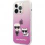 Karl Lagerfeld Ikonik Karl and Choupette Cover кейс за iPhone 13 Pro Max - розов