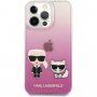 Karl Lagerfeld Ikonik Karl and Choupette Cover кейс за iPhone 13 Pro Max - розов