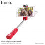 HOCO селфи стик с кабелно задействане с lightning конектор за Apple iPhone - до 65cm - черна