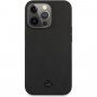 Mercedes Genuine Leather Meshed кожен кейс за iPhone 13 Pro Max - черен