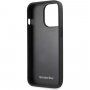Mercedes Genuine Leather Meshed кожен кейс за iPhone 13 Pro Max - черен