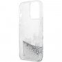 Karl Lagerfeld Liquid Glitter Karl and Choupette кейс за iPhone 13 Pro Max - сребърен