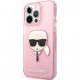 Karl Lagerfeld Full Glitter Karl Head кейс за iPhone 13 Pro Max - розов